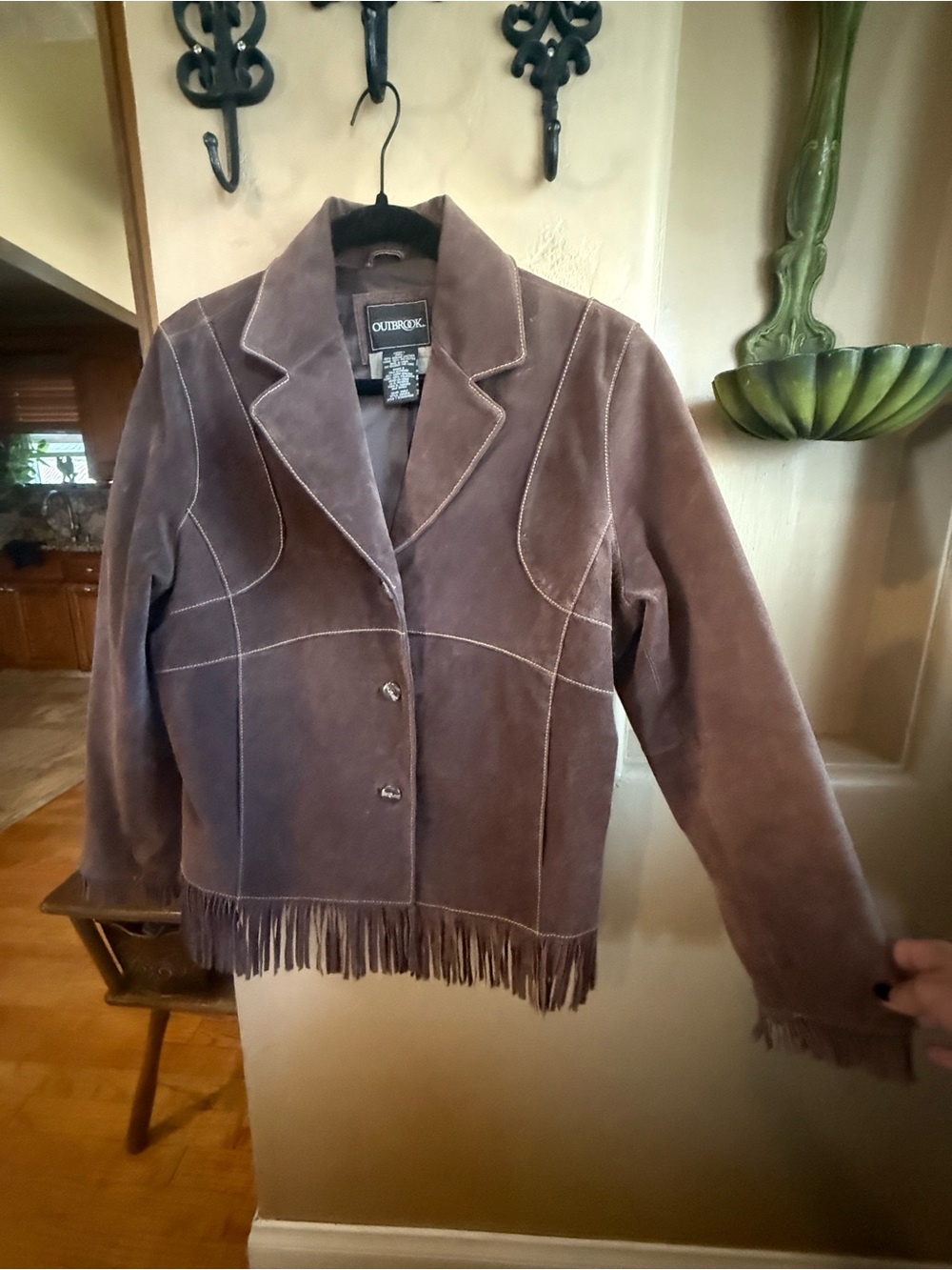 Outbrook Women's Brown Suede Fringe Leather Jacket